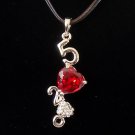 I Love U Rhinestone Red Cubic Zirconia Heart Pendant Necklace Valentine's Gift