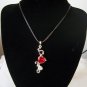I Love U Rhinestone Red Cubic Zirconia Heart Pendant Necklace Valentine's Gift