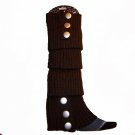 Winter Soft Acrylic Knit with Silver Button Leg Warmer  Brown Socks