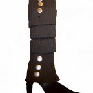 Winter Soft Acrylic Knit With Silver Button Leg Warmer  Gray Socks