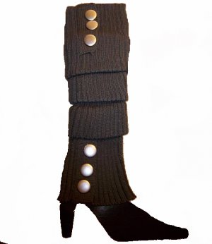 Winter Soft Acrylic Knit With Silver Button Leg Warmer  Gray Socks