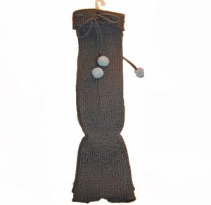 Winter Soft Acrylic Knit String with Pompom Leg Warmer Gray Socks