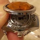 Stainless steel Crystal Paved Stretch Adjustable Ring Watch Brown
