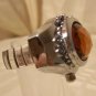 Stainless steel Crystal Paved Stretch Adjustable Ring Watch Brown