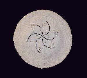Rabbit Fur Blends Knit With Crystal Flower Looking Winter Hat Cap Cabbie Beanie Beret  White