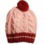 Hand Knit Beret Beanie Hat Newsboy Cap Burgundy &Pink