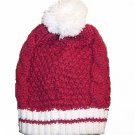 Hand Knit  with Pompom on top Beret Beanie Hat Newsboy Cap Fuchsia