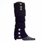Winter Soft Acrylic Knit With Silver Button Leg Warmer Toeless Long Socks Purple
