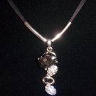 Black Cubic Zirconia Design Rhinestone Pave Silver Plated Pendant Strand Necklace