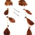 Feather Long Earrings can be separated into two pairs of earrings and Charm Hair Pins Borwn