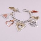 Lovely Antique Silver Tone Metal Toggle Lock Charm Bracelet