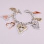 Lovely Antique Silver Tone Metal Toggle Lock Charm Bracelet