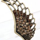 Crystal Pave Eagle Wing Design Antique Gold Plated Stretch Ring