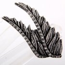 Crystal Pave Angle Wings Design Antique Gold Plated Stretch Ring