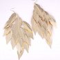 Fashion Solid Leaves Design Gold Plated Hook Vintage Look Dangle Long Earrings
