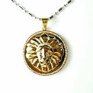 QP59 Lion Head Gold Quantum Energy Pendant with Crystals