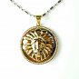 QP59 Lion Head Gold Quantum Energy Pendant with Crystals