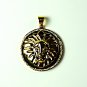 QP59 Lion Head Gold Quantum Energy Pendant with Crystals