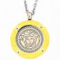 QP32 Dalimara Stainless Steel Medusa Head Greek Key Logo Energy Necklace