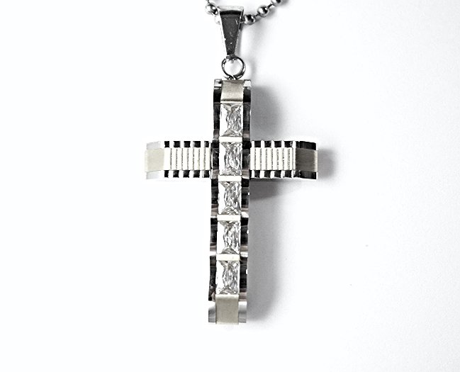 QC57S 5-Stone Cross Energy Pendant Necklace