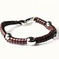 QBL26 Miyazaki Brown Woven Leather & Stainless Steel Beads Bracelet