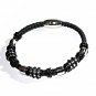 QBL23 Saiki Black Braided Leather & Stainless Steel Magnetic Bracelet