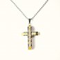 QC57G 5-Stone Cross Energy Pendant Necklace