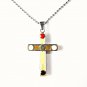 QC57G 5-Stone Cross Energy Pendant Necklace
