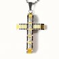 QC57G 5-Stone Cross Energy Pendant Necklace