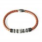 QBL24 Nami Brown Braided Leather & Stainless Steel Magnetic Bracelet