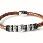 QBL24 Nami Brown Braided Leather & Stainless Steel Magnetic Bracelet