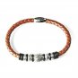 QBL24 Nami Brown Braided Leather & Stainless Steel Magnetic Bracelet