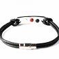 QBL25 Sendai Dual-Cord Leather & Stainless Steel Plate Energy Bracelet