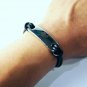 QBL25 Sendai Dual-Cord Leather & Stainless Steel Plate Energy Bracelet