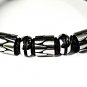 QBL21 Hioki Black Braided Leather & Stainless Steel Magnetic Bracelet
