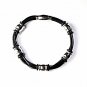 QBL27 Miyazu Black 4-Cord Leather & Stainless Steel Magnetic Bracelet