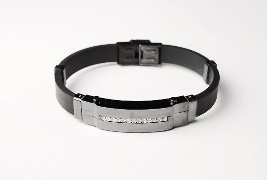 QB6 Itoman Black Silicone & Black SS Magnetic Quantum Energy Bracelet