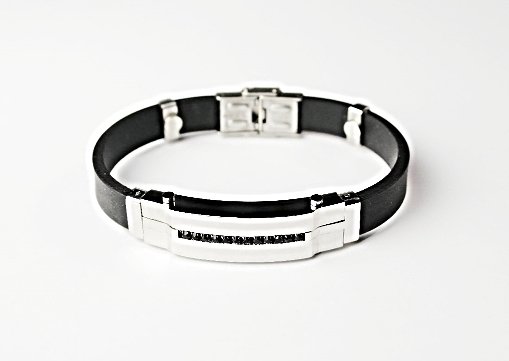 QB7 Itoman Black Silicone & SS Magnetic Quantum Energy Bracelet