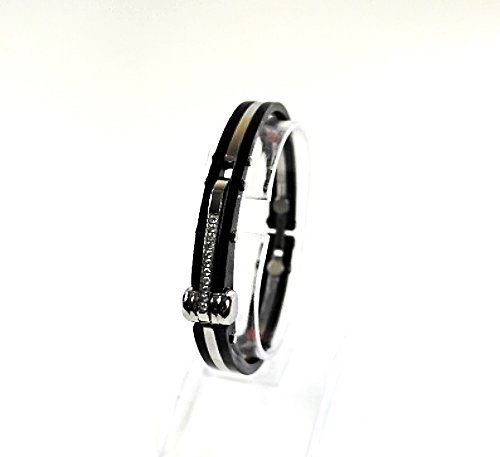 QB45 Tejo 50 Shades of Grey Inspired Handcuff Crystals Men Energy Bracelet Black