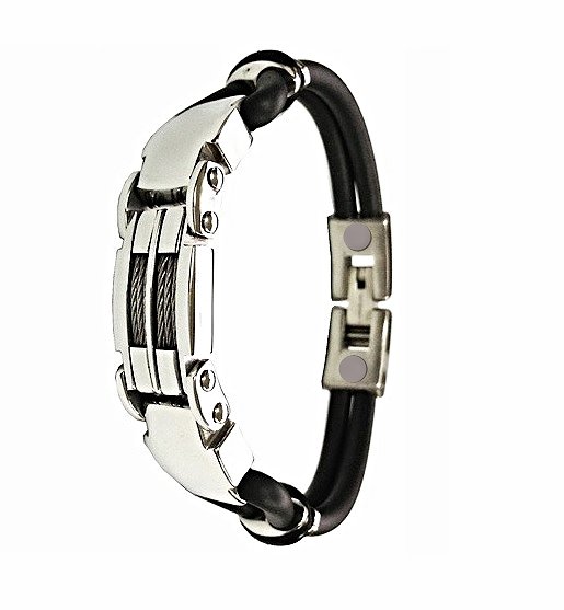 QB38 Dalimara Iwakura Multi-cord Rubber & Stainless Steel Quantum Bracelet
