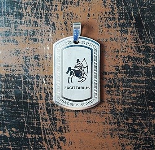 QP34 Sagittarius Zodiac Quantum Pendant Dog Tag Stainless Steel