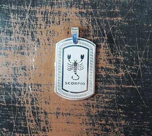 QP34 Scorpio Zodiac Quantum Pendant Dog Tag Stainless Steel