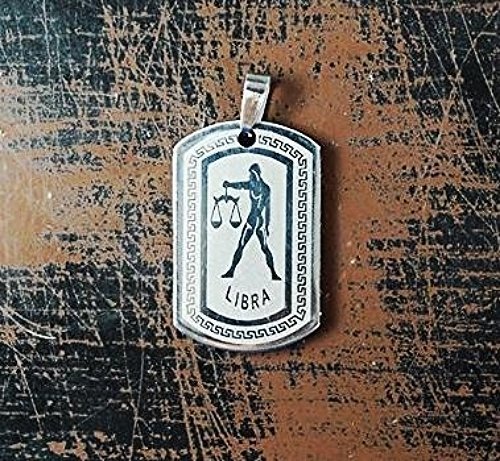 QP34 Libra Zodiac Quantum Pendant Dog Tag Stainless Steel