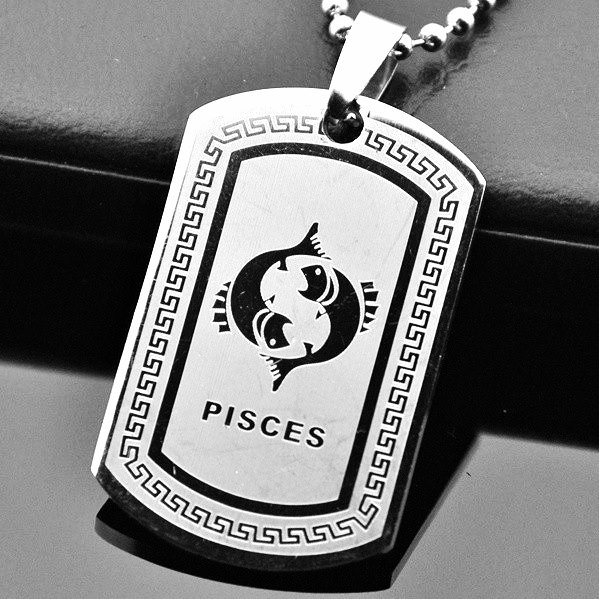 QP34 Pisces Zodiac Quantum Pendant Dog Tag Stainless Steel