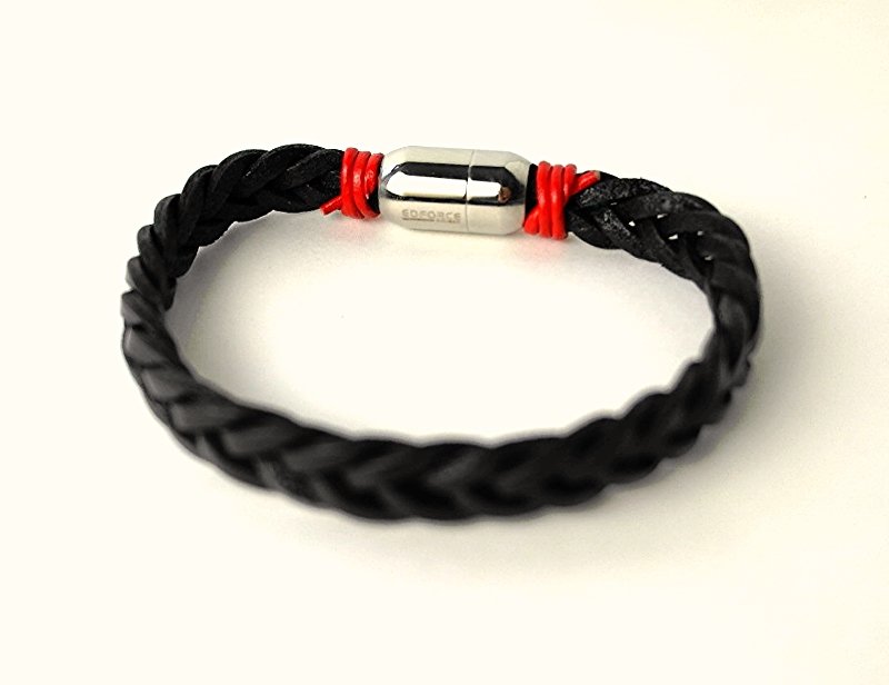 QBL6 Dalimara Katana Leather Braid & Stainless Steel Magnetic Bracelet Black