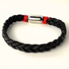 QBL6 Dalimara Katana Leather Braid & Stainless Steel Magnetic Bracelet Black