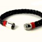 QBL6 Dalimara Katana Leather Braid & Stainless Steel Magnetic Bracelet Black