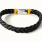 QBL6 Dalimara Katana Leather Braid & Stainless Steel Magnetic Bracelet Black