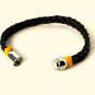 QBL6 Dalimara Katana Leather Braid & Stainless Steel Magnetic Bracelet Black