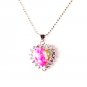 QP54 Heart Rhodochrosite Inca Rose Stone Quantum Energy Pendant w/ Crystals